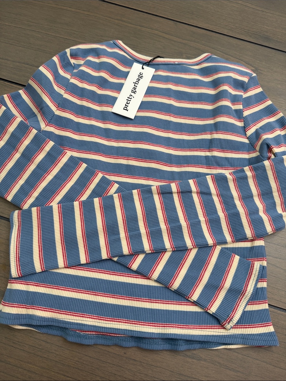 Fancy Boutique Simone Striped Top Blue Multi Medium New Trendy Cozy - Picture 7 of 9